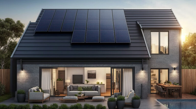 Solarpanele auf einem modernem Haus