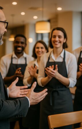 Teammeeting im Gastronomiesektor | Ghostwriter Agentur